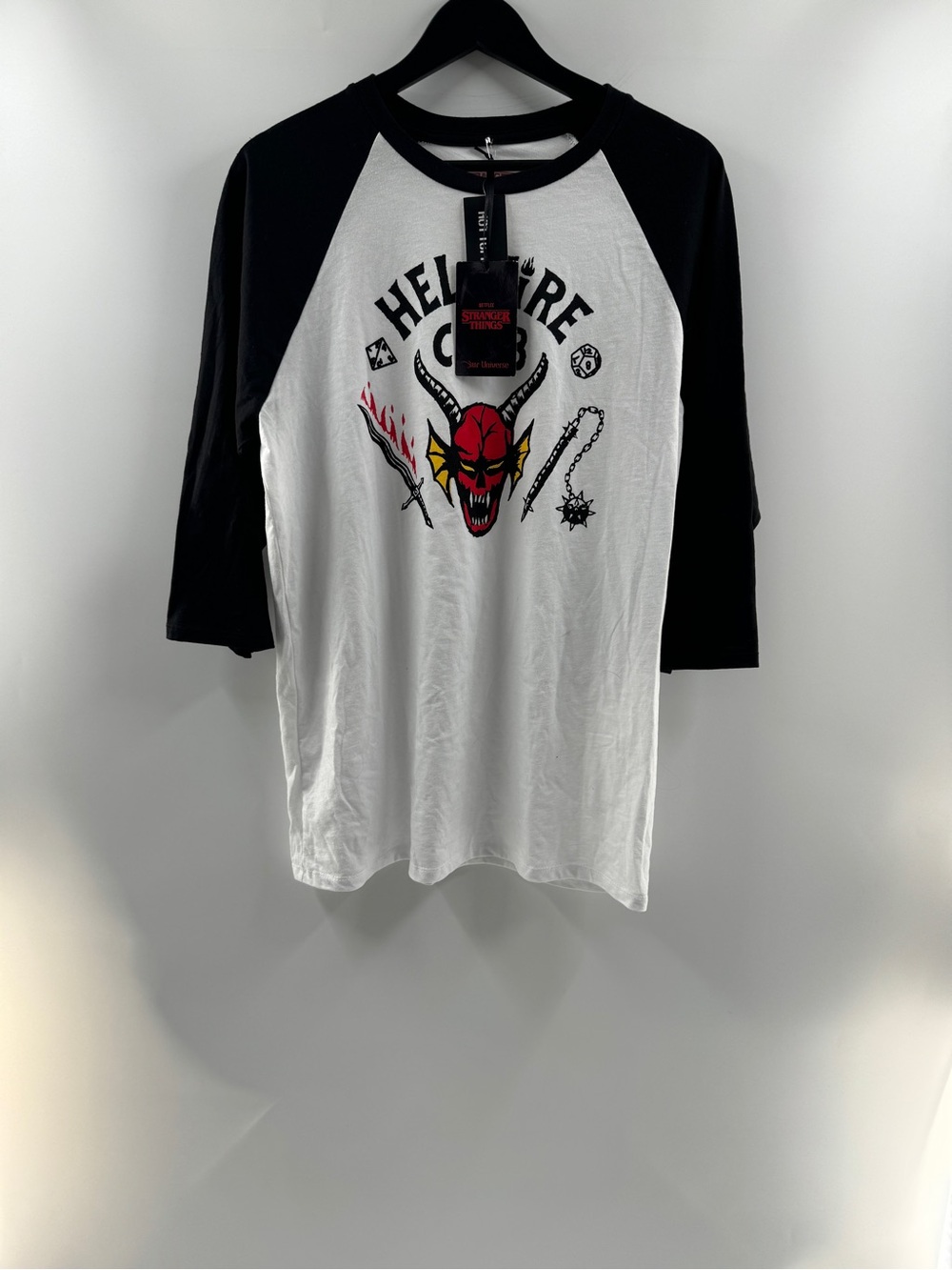 Stranger Things Hellfire Club Raglan Graphic Tee NWT – Size Large